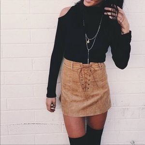 LF Suede Lace Up Tie Skirt